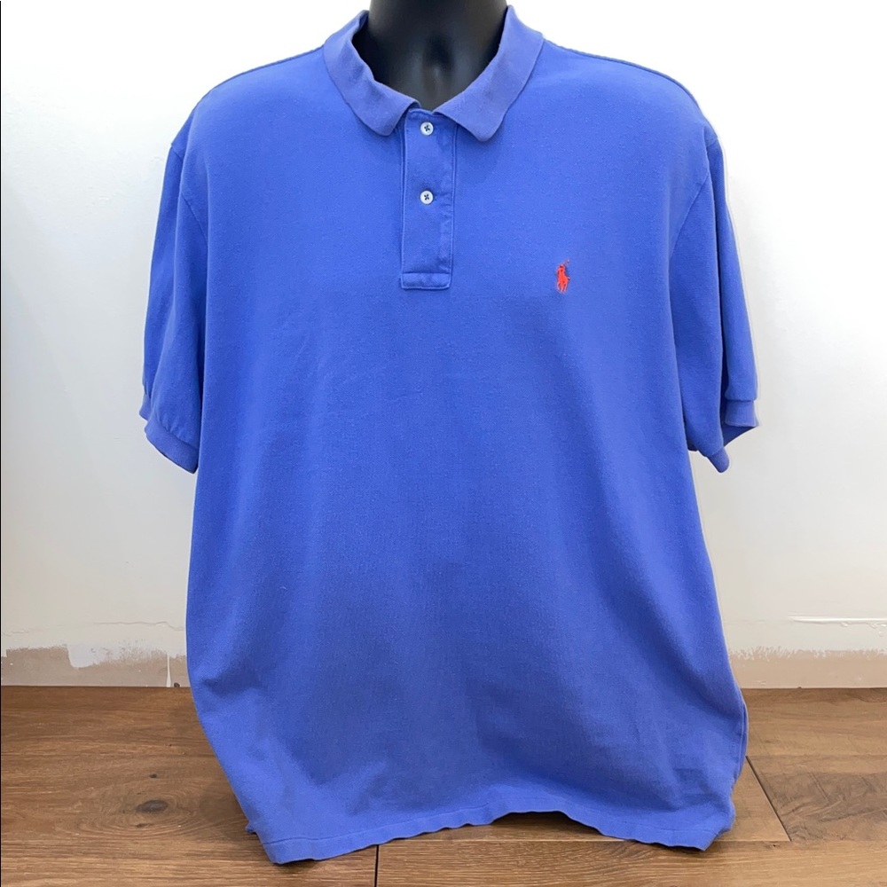 Vintage Ralph Lauren Classic Cornflower Blue Polo Shirt XXL